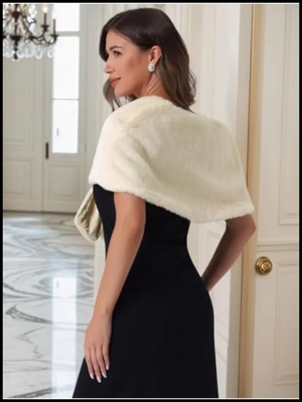 Faux Fur Shawl Wrap Evening Party Wedding Winter Stole Fuzzy Cape Dress Shrug